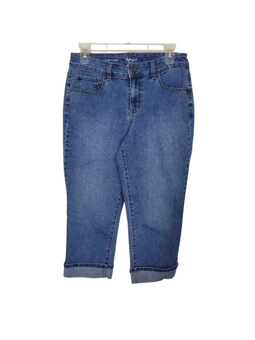Style & Co. Curvy Capri Jeans Denim Med Wash Blue Sz 4 Mature Casual Everyday
